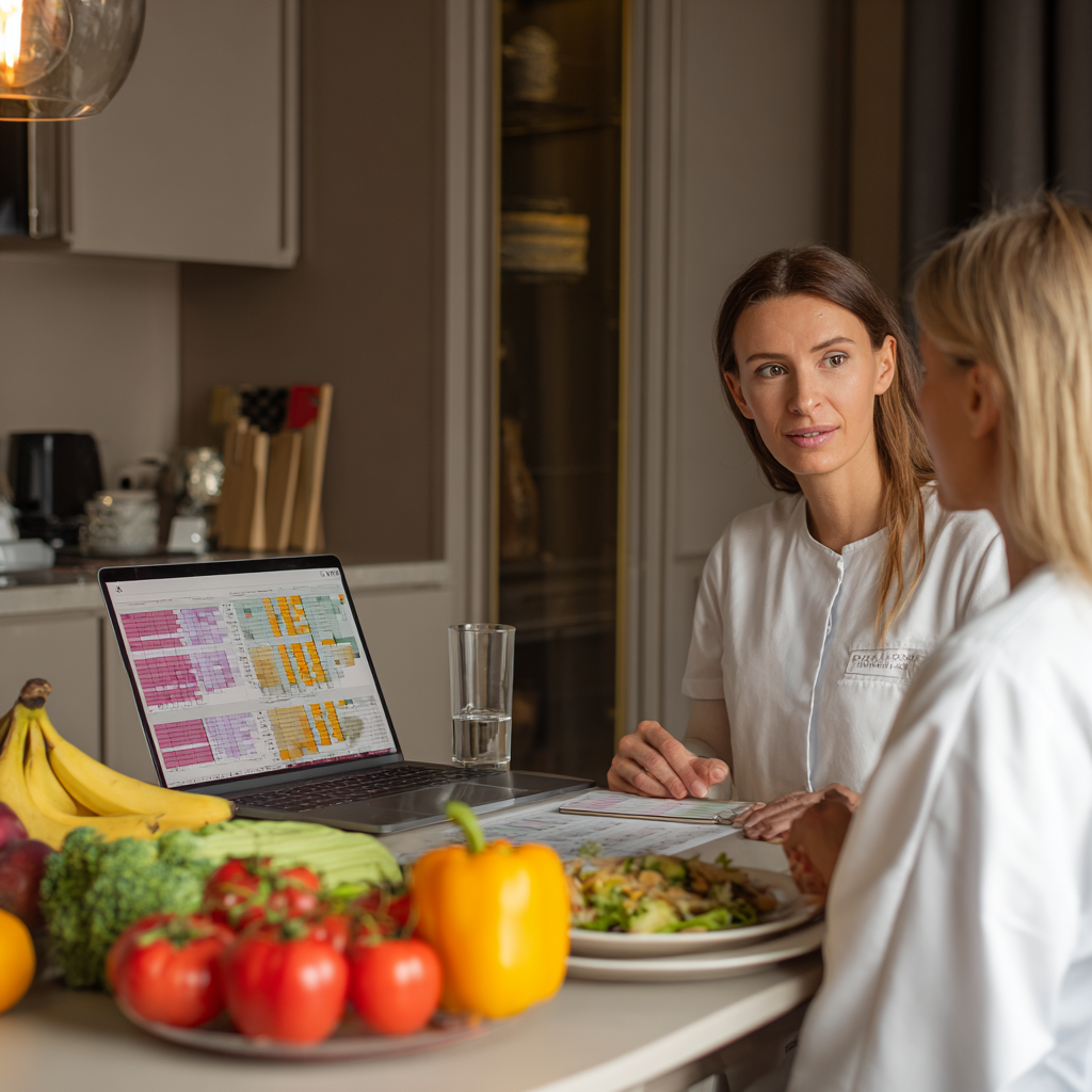 Consultant nutriție în timpul unei consultații